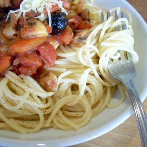 Spaghetti mit Paprika, Champignons und Zwiebel Rezept 6 Spaghetti mit Paprika, Champignons und Zwiebel