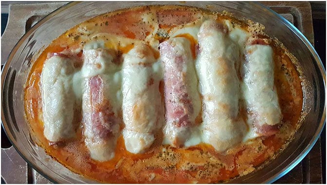 Schinken-Hack-Röllchen mit Reis - Einfache Rezepte